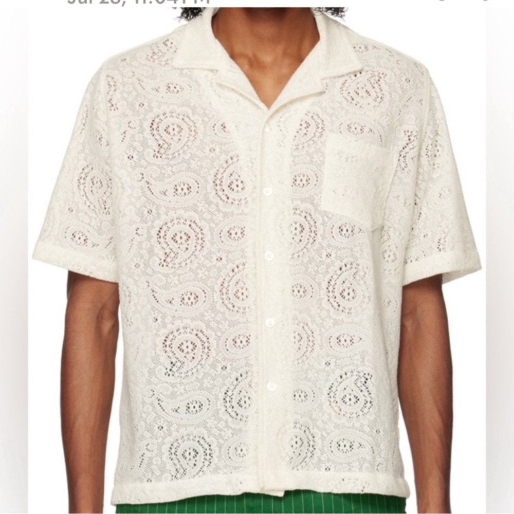 Rhude Cream Lace Button-Up Shirt